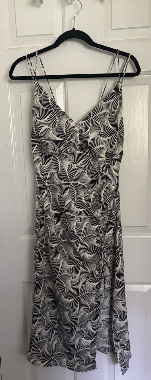 Urban NWT Black Cream, Kaleidoscope Midi Dress with adjustable slit